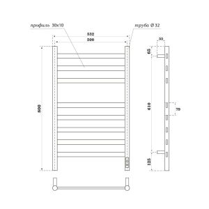 Полотенцесушитель электрический APEXTERMO Sfera SF00185WM 800x500 белый матовый