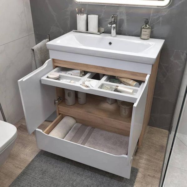 Тумба под раковину напольная Vigo Grani 286 80 см дуб золотой