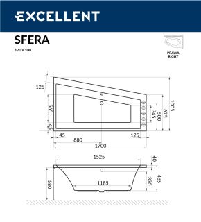 Ванна акриловая EXCELLENT Sfera 170x100 (правая) Ванна акриловая EXCELLENT Sfera 170x100 (правая)