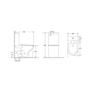 Унитаз-компакт DQ Гримм (Grimm) DT1387516 безободковый белый
