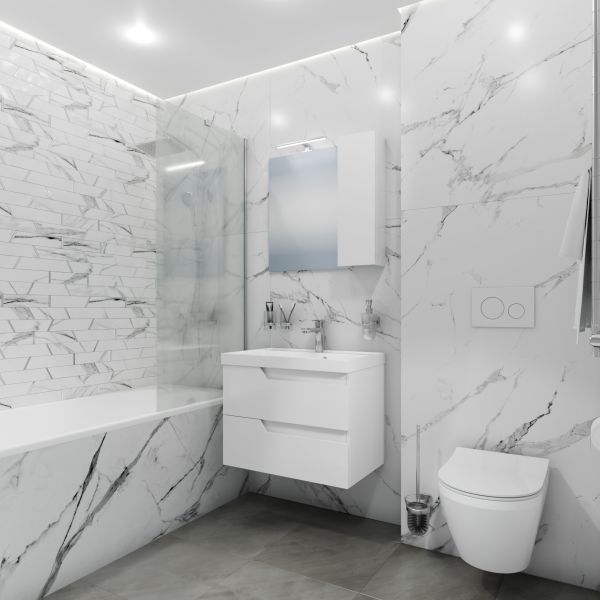 Подвесная тумба под раковину Санта Антарес 700518 70 см белый глянец