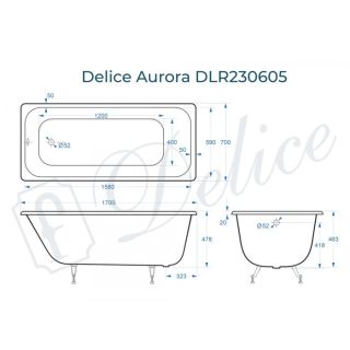 Ванна чугунная Delice Aurora DLR230605 170x70 Ванна чугунная Delice Aurora DLR230605 170x70