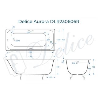 Ванна чугунная Delice Aurora DLR230606 170x75 Ванна чугунная Delice Aurora DLR230606 170x75