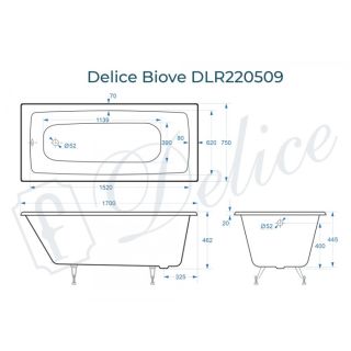 Ванна чугунная Delice Biove DLR220509 170x75
