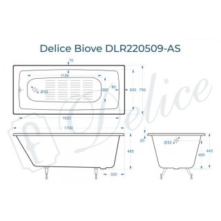 Ванна чугунная Delice Biove DLR220509-AS 170x75 Ванна чугунная Delice Biove DLR220509-AS 170x75