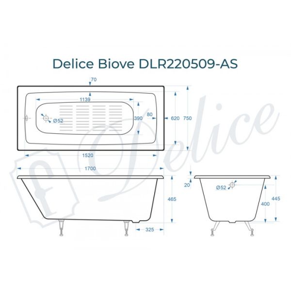 Ванна чугунная Delice Biove DLR220509-AS 170x75 Ванна чугунная Delice Biove DLR220509-AS 170x75