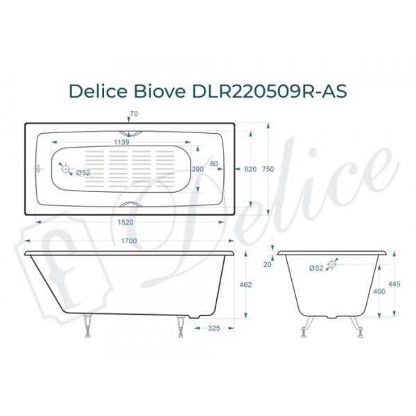 Ванна чугунная Delice Biove DLR220509RB-AS 170х75 с черными матовыми ручками Ванна чугунная Delice Biove DLR220509RB-AS 170х75 с черными матовыми ручками