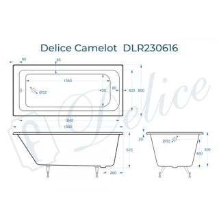 Ванна чугунная Delice Camelot DLR230616 180х80 Ванна чугунная Delice Camelot DLR230616 180х80