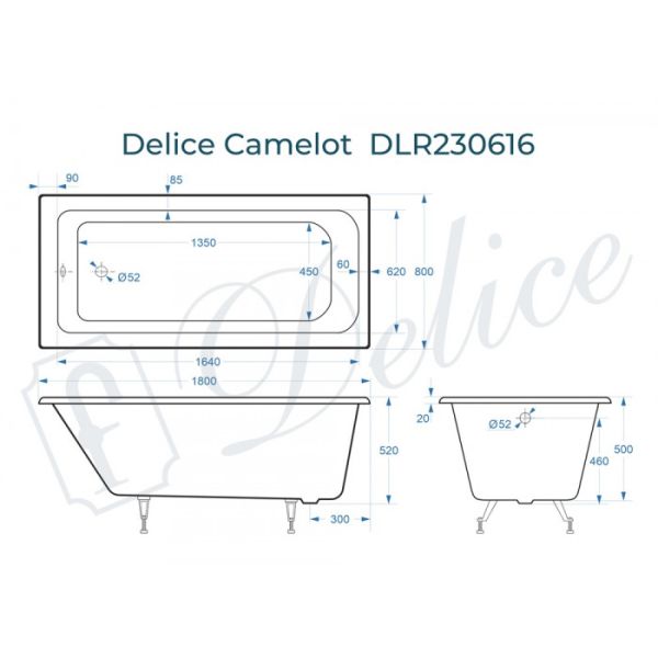 Ванна чугунная Delice Camelot DLR230616 180х80 Ванна чугунная Delice Camelot DLR230616 180х80