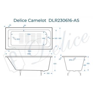 Ванна чугунная Delice Camelot DLR230616-AS 180х80 с антискользящим покрытием Ванна чугунная Delice Camelot DLR230616-AS 180х80 с антискользящим покрытием