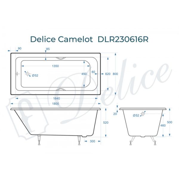 Ванна чугунная Delice Camelot DLR230616R 180х80 сс отверстиями под ручки Ванна чугунная Delice Camelot DLR230616R 180х80 сс отверстиями под ручки