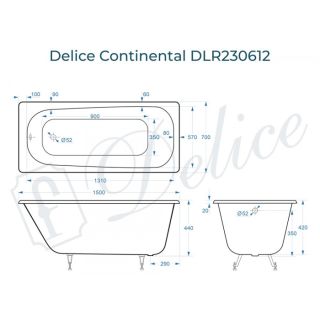 Ванна чугунная Delice Continental DLR230612 150x70 Ванна чугунная Delice Continental DLR230612 150x70