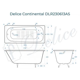 Ванна чугунная Delice Continental DLR230613-AS 170x70 с антискользящим покрытием Ванна чугунная Delice Continental DLR230613-AS 170x70 с антискользящим покрытием