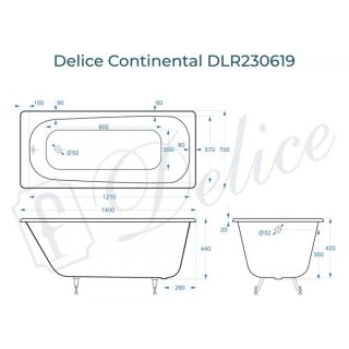 Ванна чугунная Delice Prestige DLR230619 140х70 Ванна чугунная Delice Prestige DLR230619 140х70