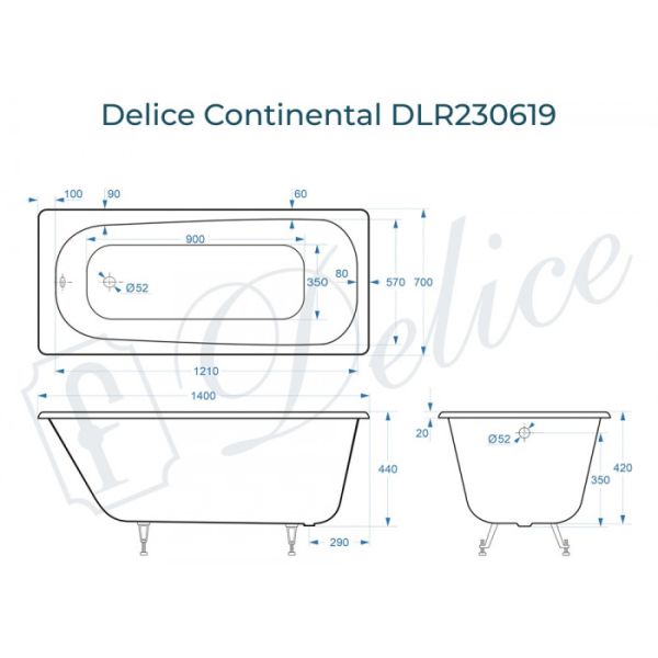 Ванна чугунная Delice Prestige DLR230619 140х70 Ванна чугунная Delice Prestige DLR230619 140х70