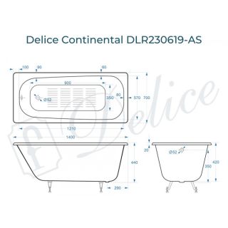 Ванна чугунная Delice Prestige DLR230619-AS 140х70 с антискользящим покрытием Ванна чугунная Delice Prestige DLR230619-AS 140х70 с антискользящим покрытием