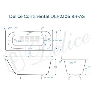 Ванна чугунная Delice Prestige DLR230619R-AS 140х70 с отверстиями под ручки и антискользящим покрытием Ванна чугунная Delice Prestige DLR230619R-AS 140х70 с отверстиями под ручки и антискользящим покрытием