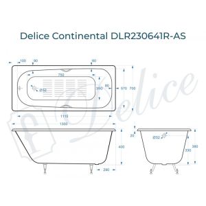 Ванна чугунная Delice Continental DLR230641 130х70