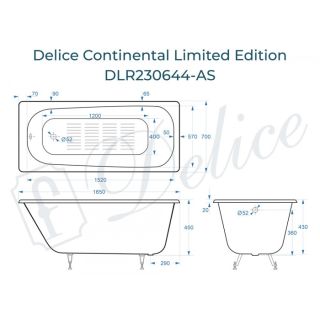 Ванна чугунная Delice Continental Limited Edition DLR230644-AS 165х70 с антискользящим покрытием Ванна чугунная Delice Continental Limited Edition DLR230644-AS 165х70 с антискользящим покрытием