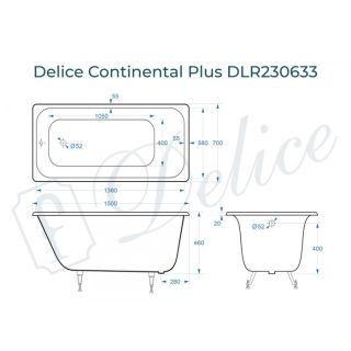 Ванна чугунная Delice Continental PLUS DLR230633 150х70 см Ванна чугунная Delice Continental PLUS DLR230633 150х70 см