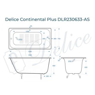 Ванна чугунная Delice Continental PLUS DLR230633-AS с антискользящим покрытием 150х70 см Ванна чугунная Delice Continental PLUS DLR230633-AS с антискользящим покрытием 150х70 см