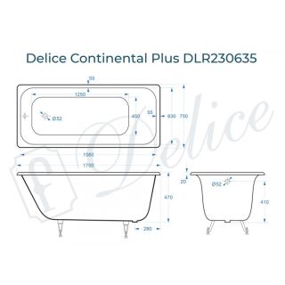 Ванна чугунная Delice Continental PLUS DLR230635 170х75 см Ванна чугунная Delice Continental PLUS DLR230635 170х75 см