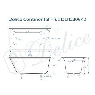 Ванна чугунная Delice Continental PLUS DLR230642 100х70 Ванна чугунная Delice Continental PLUS DLR230642 100х70
