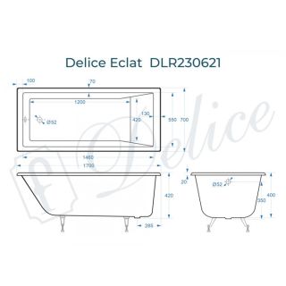 Ванна чугунная Delice Eclat DLR230621 170х70 Ванна чугунная Delice Eclat DLR230621 170х70