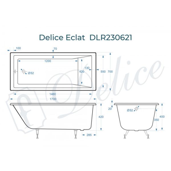 Ванна чугунная Delice Eclat DLR230621 170х70 Ванна чугунная Delice Eclat DLR230621 170х70