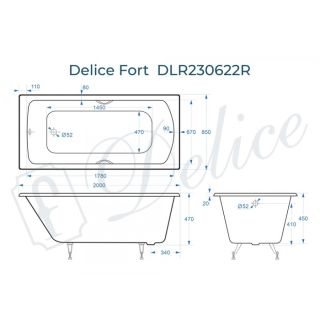 Ванна чугунная Delice Fort DLR230622R 200х85 с отверстиями под ручки Ванна чугунная Delice Fort DLR230622R 200х85 с отверстиями под ручки