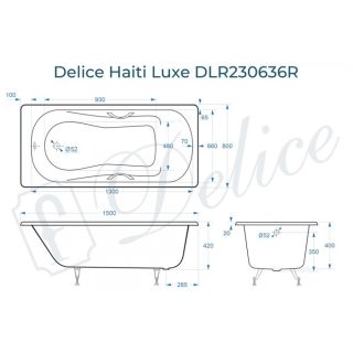 Ванна чугунная Delice Haiti Luxe DLR230636R 150х80 с отверстиями под ручки Ванна чугунная Delice Haiti Luxe DLR230636R 150х80 с отверстиями под ручки