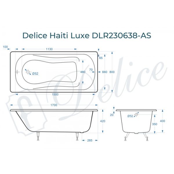 Ванна чугунная Delice Haiti Luxe DLR230638 170х80