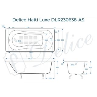 Ванна чугунная Delice Haiti Luxe DLR230638-AS 170х80 с антискользящим покрытием Ванна чугунная Delice Haiti Luxe DLR230638-AS 170х80 с антискользящим покрытием