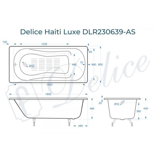 Ванна чугунная Delice Haiti Luxe DLR230639-AS 180х80 с антискользящим покрытием Ванна чугунная Delice Haiti Luxe DLR230639-AS 180х80 с антискользящим покрытием