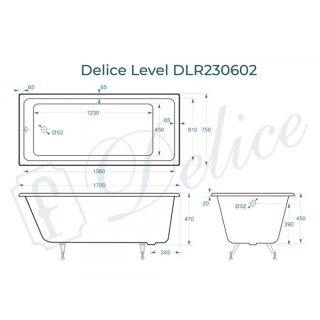 Ванна чугунная Delice Level DLR230602 170х75 Ванна чугунная Delice Level DLR230602 170х75