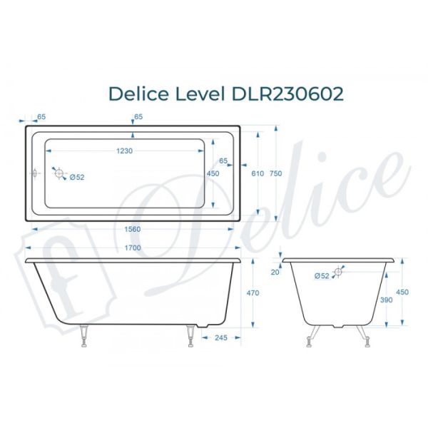 Ванна чугунная Delice Level DLR230602 170х75 Ванна чугунная Delice Level DLR230602 170х75