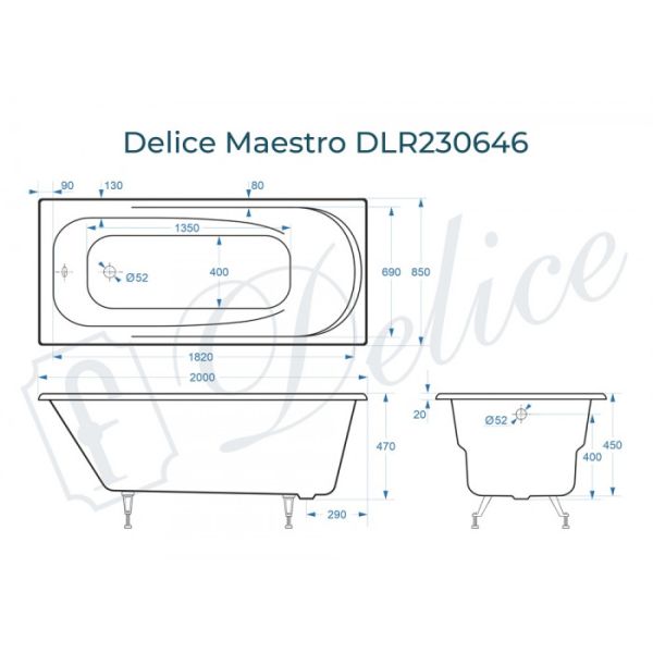 Ванна чугунная Delice Maestro  DLR230646 200х85 белая Ванна чугунная Delice Maestro  DLR230646 200х85 белая
