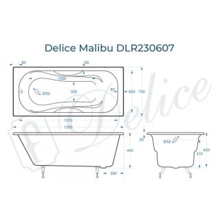 Ванна чугунная Delice Malibu DLR230607 170x75 Ванна чугунная Delice Malibu DLR230607 170x75