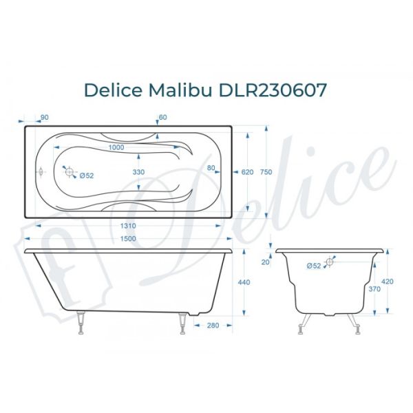 Ванна чугунная Delice Malibu DLR230607 170x75 Ванна чугунная Delice Malibu DLR230607 170x75