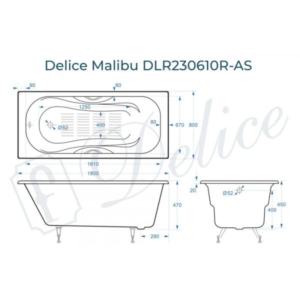 Ванна чугунная Delice Aurora DLR230605-AS 170x70 с антискользящим покрытием Ванна чугунная Delice Aurora DLR230605-AS 170x70 с антискользящим покрытием