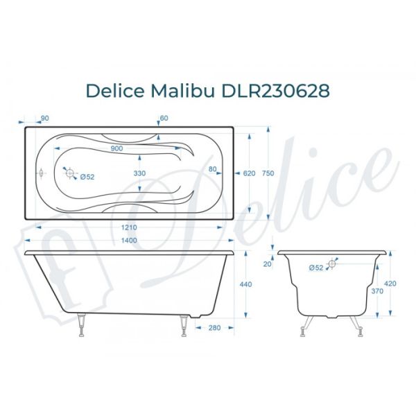 Ванна чугунная Delice Malibu DLR230628 140х75 белая Ванна чугунная Delice Malibu DLR230628 140х75 белая