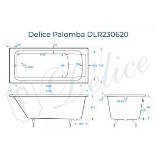 Ванна чугунная Delice Palomba DLR230620 170х70 Ванна чугунная Delice Palomba DLR230620 170х70