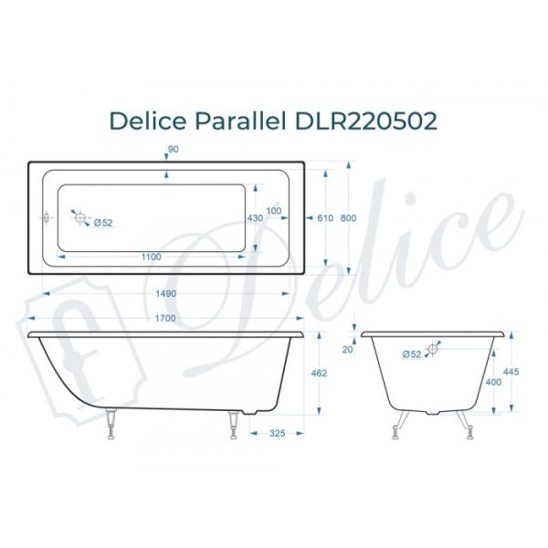 Ванна чугунная Delice Parallel DLR 220502 170x80см белый Ванна чугунная Delice Parallel DLR 220502 170x80см белый
