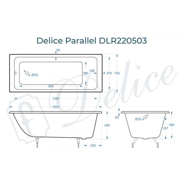 Ванна чугунная Delice Parallel DLR 220503 150x70см белый Ванна чугунная Delice Parallel DLR 220503 150x70см белый