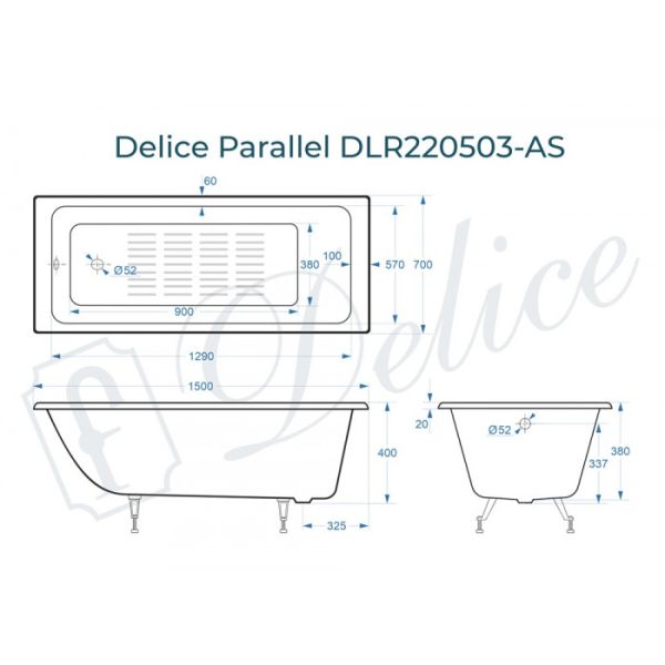Ванна чугунная Delice Parallel DLR220503-AS 150x70 Ванна чугунная Delice Parallel DLR220503-AS 150x70
