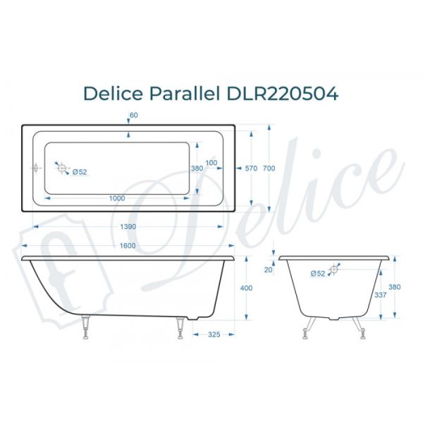 Ванна чугунная Delice Parallel DLR 220504 160x70см белый Ванна чугунная Delice Parallel DLR 220504 160x70см белый