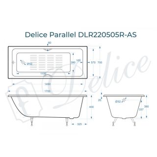 Ванна чугунная Delice Parallel DLR220505R-AS 170x80 Ванна чугунная Delice Parallel DLR220505R-AS 170x80