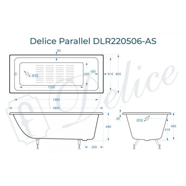 Ванна чугунная Delice Parallel DLR220506-AS 180x80 Ванна чугунная Delice Parallel DLR220506-AS 180x80