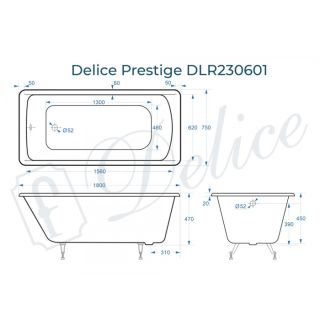 Ванна чугунная Delice Prestige DLR230601 180х75 Ванна чугунная Delice Prestige DLR230601 180х75
