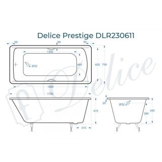 Ванна чугунная Delice Prestige DLR230611 175x75 Ванна чугунная Delice Prestige DLR230611 175x75